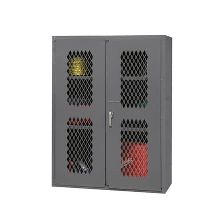 Durham Mfg Durham EMDC-2602-BLP-2S-95 16 Gauge Flush Door Style Lockable Ventilated Cabinet with 2 Adjustable Shelves; Gray - 36 x 18 x 72 in. EMDC-2602-BLP-2S-95